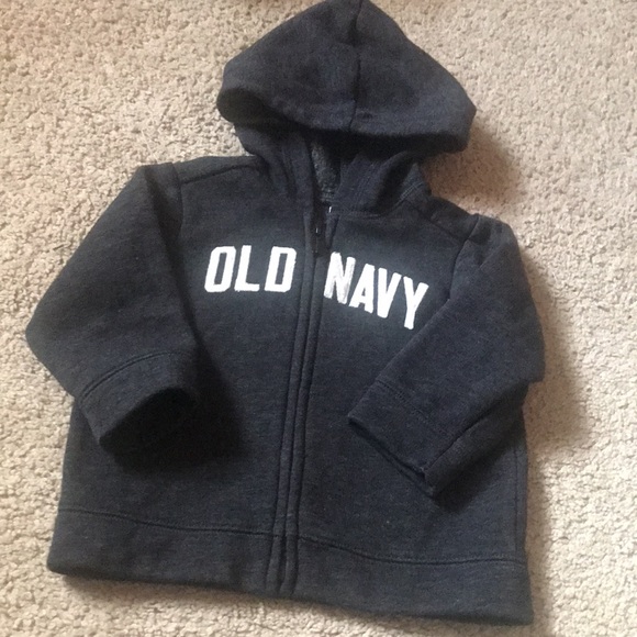 Old Navy Dark Gray Zippered Hoodie Size 3-6 Months - Picture 2 of 4